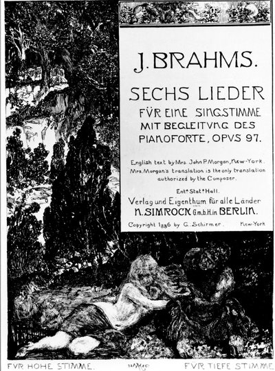 واجهة كتاب "Six Lieder opus 97" (Sechs Lieder opus 97) بقلم يوهانس برامز (1833-1897) بواسطة ماكس كلنجر