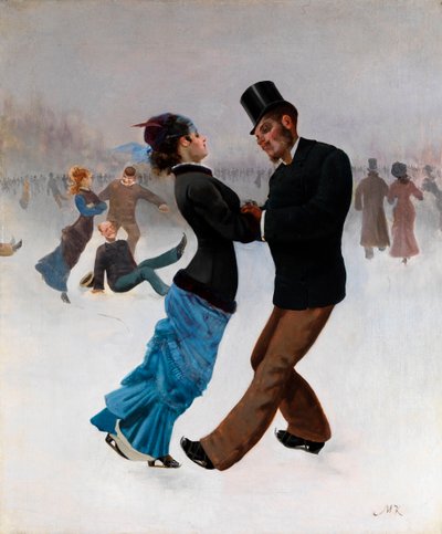 المتزلجون - لوحة لماكس كلينجر (1857-1920) ، حوالي 1920 - المتزلجين على الجليد - زيت على قماش من قبل ماكس كلينجر (1857-1920) c1920 66x54 سم مجموعة خاصة بواسطة ماكس كلنجر