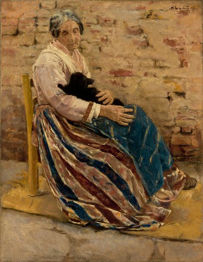 امرأة عجوز مع قطة ، 1878 بواسطة ماكس ليبرمان