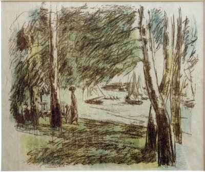 M.Liebermann ، المناظر الطبيعية في Wannsee مع القوارب الشراعية بواسطة ماكس ليبرمان