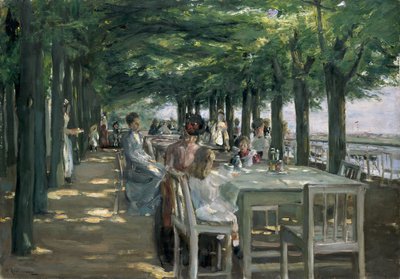 الشرفة في مطعم يعقوب في Nienstedten على نهر Elbe بواسطة Max Liebermann