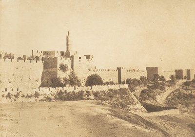 قلعة دافيد داود كالسي وأسوار القدس ، أغسطس ١٨٥٠. بواسطة ماكسيم دو كامب