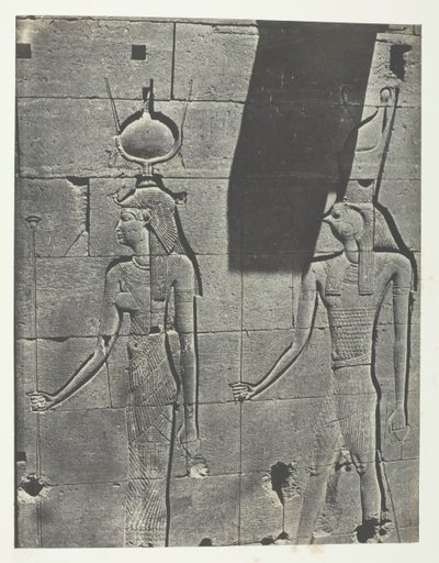كلابشة ، منحوتات من الواجهة الخلفية للمعبد ، النوبة ، 184951 ، طبعت عام 1852. بواسطة ماكسيم دو كامب