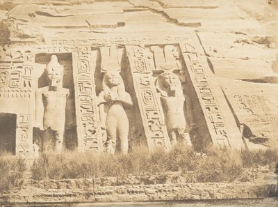 نصف واجهة Spéos d'Athor ، في أبو سمبل ، الجزء الشمالي ، مارس 1850. بواسطة ماكسيم دو كامب