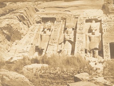 نصف واجهة Spéos d'Athor ، في الجزء الجنوبي من أبو سمبيل ، 28 مارس 1850. بواسطة ماكسيم دو كامب