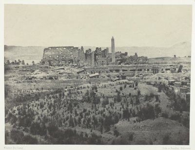 قصر كركاك ، منظر عام للأطلال ، منظر شرقي ، طيبة ، 184951 ، طبع عام 1852. بواسطة ماكسيم دو كامب