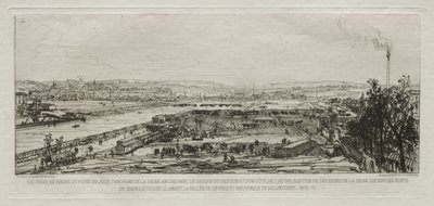 ذكريات فنية عن حصار باريس: منظر مأخوذ من جسر Pont-du-Jour ... ، 1870-1871. بواسطة مكسيم لالان