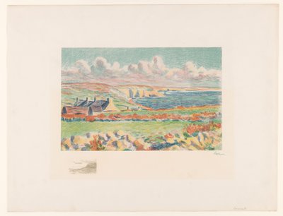 المناظر الطبيعية الساحلية مع المنازل Camaret (العنوان الأصلي) بواسطة ماكسيميليان لوس (توقيع الفنان)