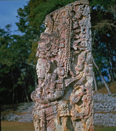 Stele H، Plaza de Ceremonias، 731 م بواسطة المايا