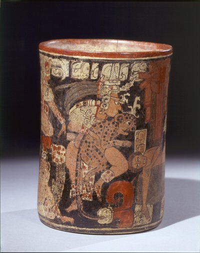 إناء أسطواني به مشهد ذبيحة ، حوالي 600-850 م (خزف وأصباغ) بواسطة Mayan Mayan