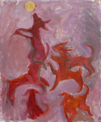 ستة كلاب، 2023 (زيت على قماش) بواسطة ميغان ويليامسون