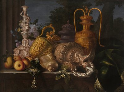 لا تزال الحياة ، والأصداف وصياغة الذهب. لوحة بواسطة Meiffren Conte (1630-1705). زيت على قماش. قاتمة: 91x121 سم. ذكر إلزامي: مجموعة مؤسسة بخصوص دي بروفانس ، مرسيليا بواسطة Meiffren (سي 1630-1705) كونتي