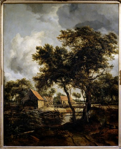 طاحونة المياه لوحة رسمها Meindert Hobbema (1638-1709) (ec.flam.) القرن السابع عشر الشمس. 0،8x0،66 م باريس ، متحف اللوفر. بواسطة ميندرت هوبيما
