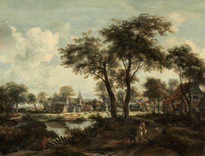 قرية بالقرب من بركة سباحة ، ج. 1670. بواسطة ميندرت هوبيما