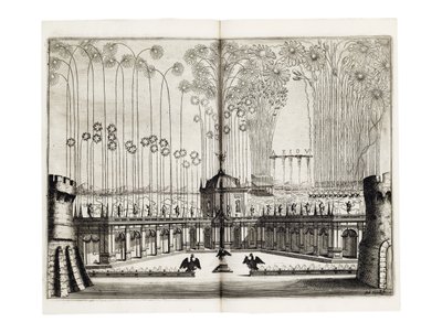 الألعاب النارية بمناسبة زفاف ليوبولد الأول (1640-1705) ، الإمبراطور الروماني المقدس ، ومارجريت تيريزا من إسبانيا (1651-1773) في فيينا ، ديسمبر 1666 بواسطة ملكيور كوزيل