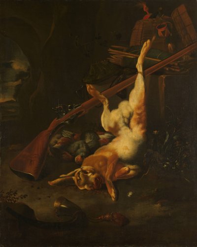 حقيبة الصياد ، مع الأرنب الميت بواسطة Melchior d'Hondecoeter