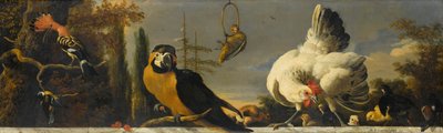 طيور على الدرابزين بواسطة Melchior d'Hondecoeter