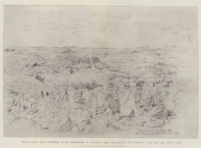 رسم ميلتون المسبق (الفاكس) لقصف Ladysmith ، مأخوذ من Maiden&39;s Post (بين Wagon Hill و Caesar&39;s Camp) بواسطة ميلتون بريور
