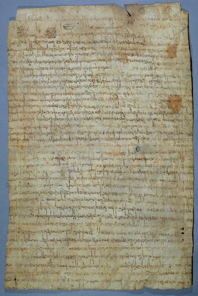 وثيقة كتبها Wadomir (Uuademir) وزوجته Ercamberta ، c.690-691 (قلم وحبر على الرق) بواسطة الميروفنجية