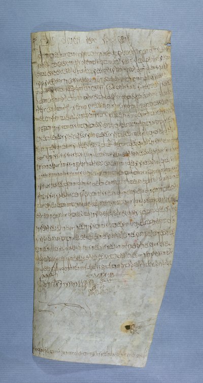 امتياز كلوفيس الثالث (682-695) الممنوح لدير سانت دينيس ، 691 (قلم وحبر على رق) بواسطة الميروفنجية
