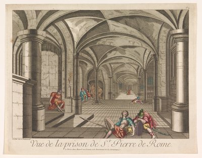 منظر داخلي لسجن مامرتين في روما Vue de la prison de St. Pierre de Rome (العنوان على الكائن) بواسطة يوهان سادلر (أنا)