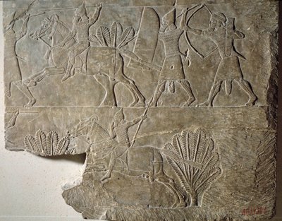 بلاد الرافدين: فرسان الجيش الآشوري. نقش منخفض في الألباستر من قصر الملك آشور بانيبال (أو آشور بانيبال) (668-627 قبل الميلاد). من نينوى. باريس ، متحف اللوفر بواسطة بلاد ما بين النهرين