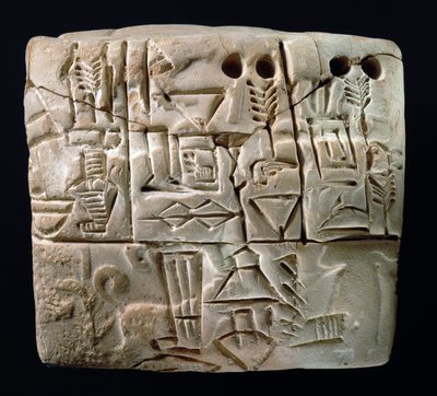 Early Pictographic cuneiform tablet, Mesopotamia, Uruk, c.3100-2900 BC (clay) بواسطة بلاد ما بين النهرين