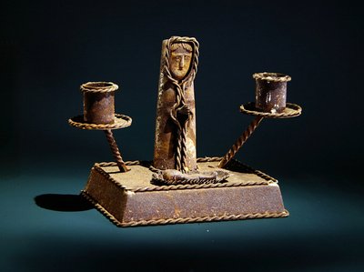 حامل شموع مع شخصية يسوع (معدن) (لمزيد من التفاصيل انظر 229282) بواسطة المدرسة المكسيكية