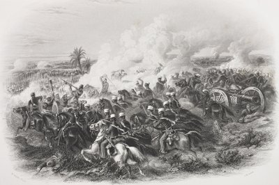 معركة موديكي ، 1845 ، محفورة من قبل CH Jeens ، من "معرض الصور التاريخية" ، تم نشرها عام 1880 بواسطة مايكل أنجيلو هايز