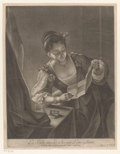 بريفليزيندي جونج vrouw تم إرفاق La Belle لقراءة خطاب Galante (العنوان على الكائن) بواسطة جوتليب هيس (أنا)