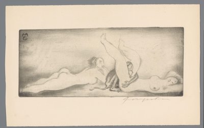 Ex libris van Gianni Mantero. السابق ليبريس فان جياني مانتيرو MG (العنوان على الكائن) بواسطة ميشيل فينجستين (توقيع الفنان)