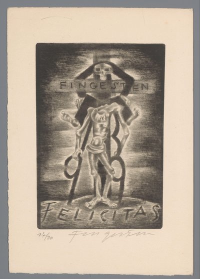 أمنية العام الجديد من Michel Fingesten Fingesten Felicitas (العنوان على الكائن) بواسطة ميشيل فينجستين (توقيع الفنان)