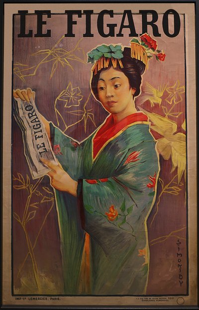 إعلان لصحيفة "لوفيجارو" (مطبوعة حجرية ملونة) بواسطة ميشيل سيمونيدي