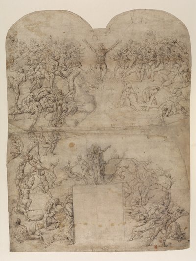 الحكم الأخير بعد مايكل أنجلو (؟) (وجه) (قلم وحبر وطباشير على ورق) بواسطة مايكل أنجلو (بعد) بوناروتي