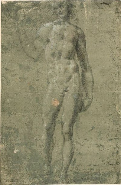 باخوس (وجه الوجه) ؛ الرسومات المعمارية (ظهر) بواسطة مايكل أنجلو بوناروتي