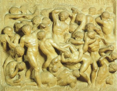 معركة لابيث ضد القنطور بواسطة مايكل أنجلو (1475-1564) ، رخام ، 80 5x88 سم بواسطة مايكل أنجلو بوناروتي