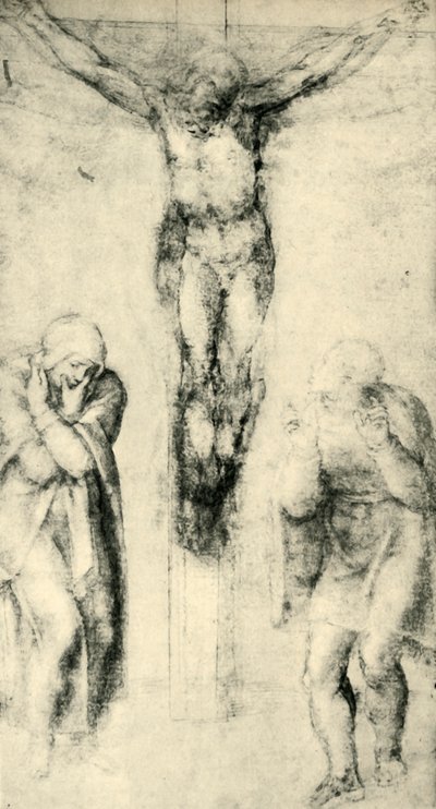 المسيح على الصليب بين العذراء والقديس يوحنا ، c1560-1564 ، 1943. بواسطة مايكل أنجلو بوناروتي