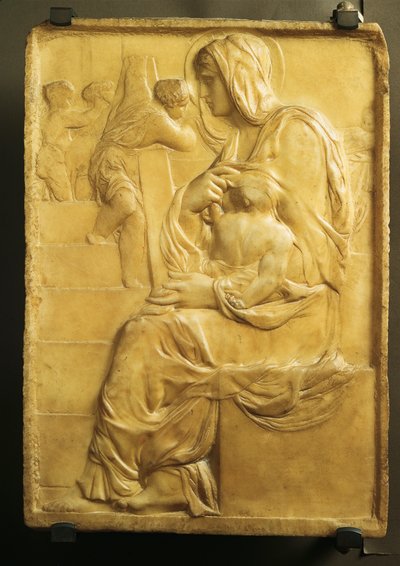مادونا الدرج بواسطة مايكل أنجلو (1475-1564) بواسطة مايكل أنجلو بوناروتي