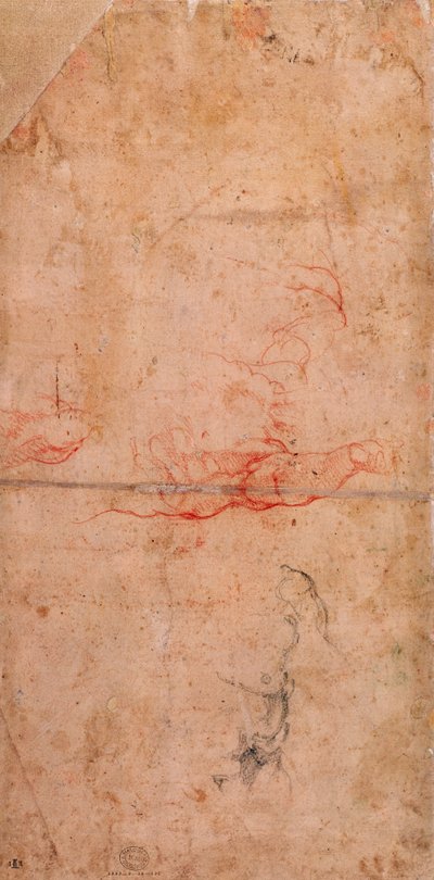 دراسة تحضيرية لمعاقبة هامان (الطباشير الأحمر والفحم على الورق) (الصفحة الرئيسية) بواسطة Michelangelo Buonarroti