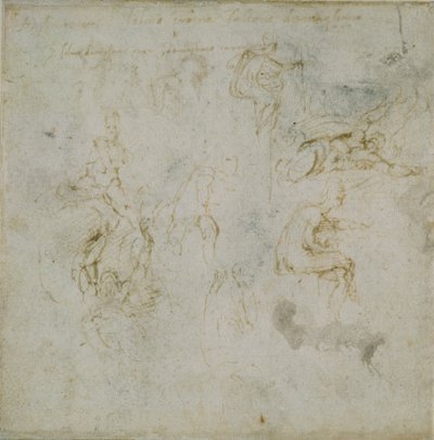 Recto: ثماني دراسات شخصية. نسخة أخرى: دراسة الشكل ، ج 1490-1560. بواسطة مايكل أنجلو بوناروتي