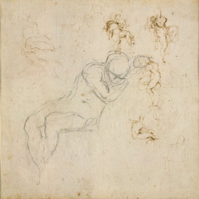 Recto: ثماني دراسات شخصية. نسخة أخرى: دراسة الشكل ، ج 1490-1560 بواسطة مايكل أنجلو بوناروتي