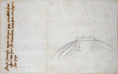 رسم تخطيطي يوضح انضمام الفانوس والقبة ، ودراسات أخرى للقديس بطرس ، 1490-1560 بواسطة مايكل أنجلو بوناروتي