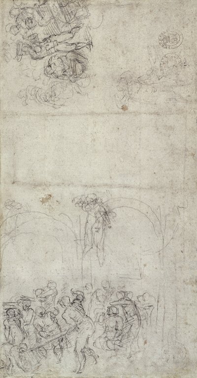 دراسة عن الحكم الأخير (قلم وقلم رصاص على ورق) (الصفحة الرئيسية) بواسطة مايكل أنجلو بوناروتي