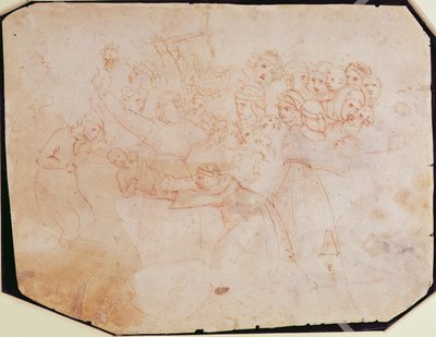دراسة عن مذبحة الأبرياء (حبر بني على الورق) (المستقيم) (انظر الصفحة 191770) بواسطة Michelangelo Buonarroti