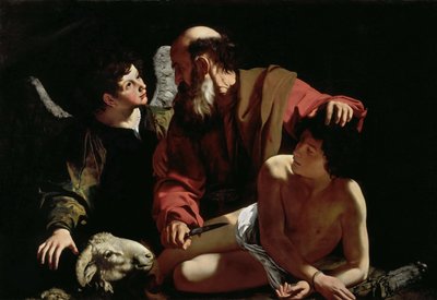 إبراهيم يضحي بإسحاق بواسطة كارافاجيو ، مايكل أنجلو (1571-1610). زيت على قماش ، حوالي 1597-1599 ، الأبعاد: 116 × 173. مجموعة باربرا بياسيكا جونسون بواسطة مايكل أنجلو ميريسي دا كارافاجيو