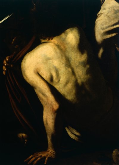 Clothing the naked, detail from Our Lady of Mercy or Seven Acts of Mercy, c.1606-07 (oil on canvas) بواسطة مايكل أنجلو ميريسي دا كارافاجيو