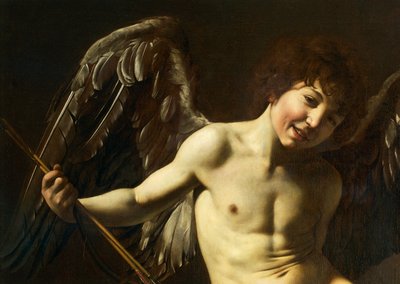 Cupid, detail from Amor Victorious, c.1602 (oil on canvas) بواسطة مايكل أنجلو ميريسي دا كارافاجيو