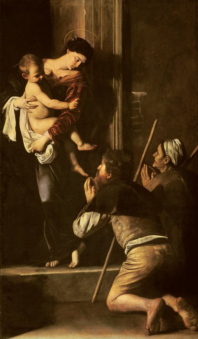 Madonna of the Pilgrims, c.1603-05 (oil on canvas) بواسطة مايكل أنجلو ميريسي دا كارافاجيو