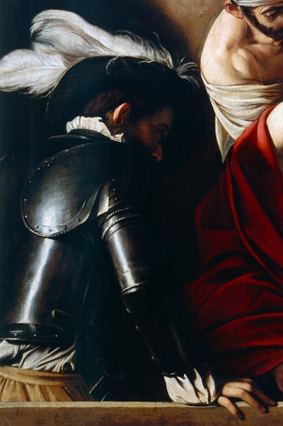 رجل يرتدي درعًا ، من The Crowning with Thorns ، حوالي 1603 (زيت على قماش) (تفاصيل 507206) بواسطة مايكل أنجلو ميريسي دا كارافاجيو