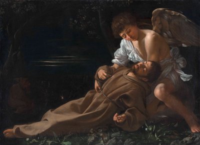 القديس فرنسيس الأسيزي يتلقى الوصمة بواسطة Michelangelo Merisi da Caravaggio